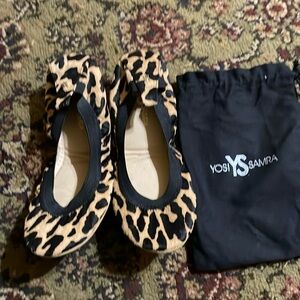 Yosi Samra Calf Hair Cheetah Packable Flats Size 7